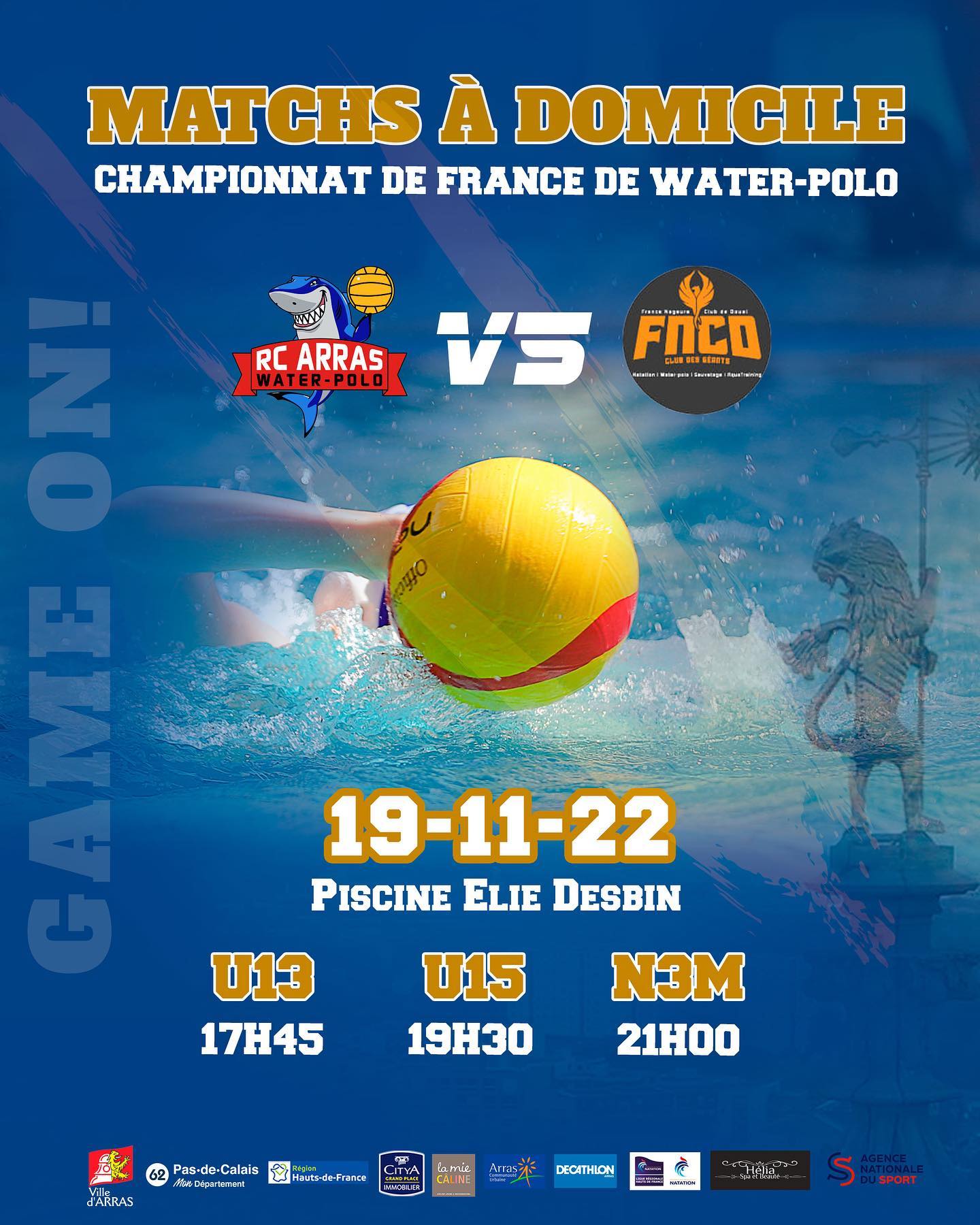 3 matchs à domicile de Water Polo
